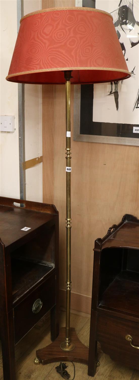 A stylish 1950s brass standard lamp W.36cm